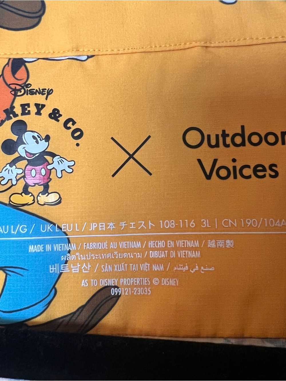 Disney Mickey Co x Outdoor Voices Goofy SolarCool Tourist Shirt Men Yellow L - Picture 3 of 5